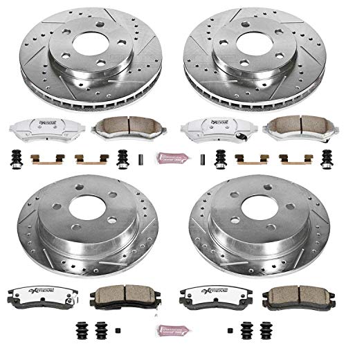 Power Stop K2554-26 Z26 Carbon Fiber Brake Pads Front and Rear with Drilled & Slotted Brake Rotors Kit For Buick Century, Buick Regal, Oldsmobile Intrigue, Pontiac Grand Prix [Model Specific]