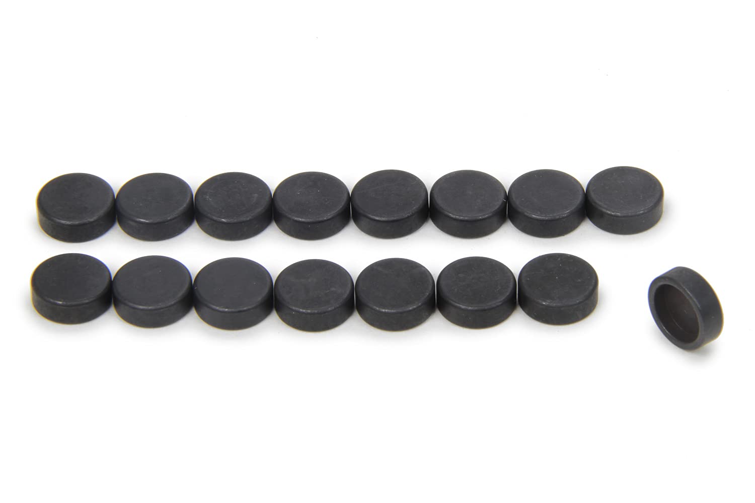 Manley 0.080 in Thick Valve Lash Cap, 3/8 in Valve Stems, Minimum 0.220 in Tip, Steel, Natural, Set of 16