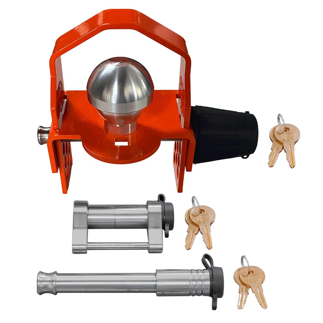 Security InfiniteRule 61635 | 3 Pack, Keyed Alike, Trailer Coupler Lock for 1-7/8", 2", & 2-5/16" Ball - Includes 2-1/8" Latch Lock & 2.5" Receiver Lock