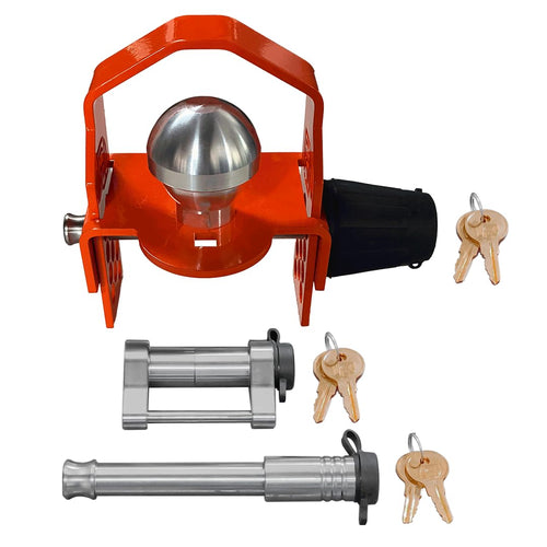 Security InfiniteRule 61635 | 3 Pack, Keyed Alike, Trailer Coupler Lock for 1-7/8", 2", & 2-5/16" Ball - Includes 2-1/8" Latch Lock & 2.5" Receiver Lock