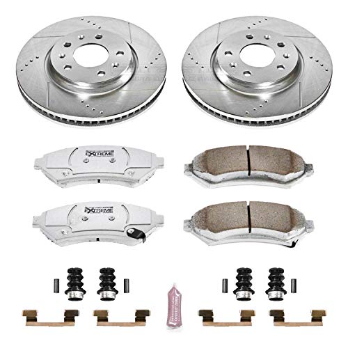 Power Stop K2975-26 Z26 Carbon Fiber Brake Pads with Drilled & Slotted Brake Rotors Kit For Cadillac Seville 2003-2004 [Model Specific]
