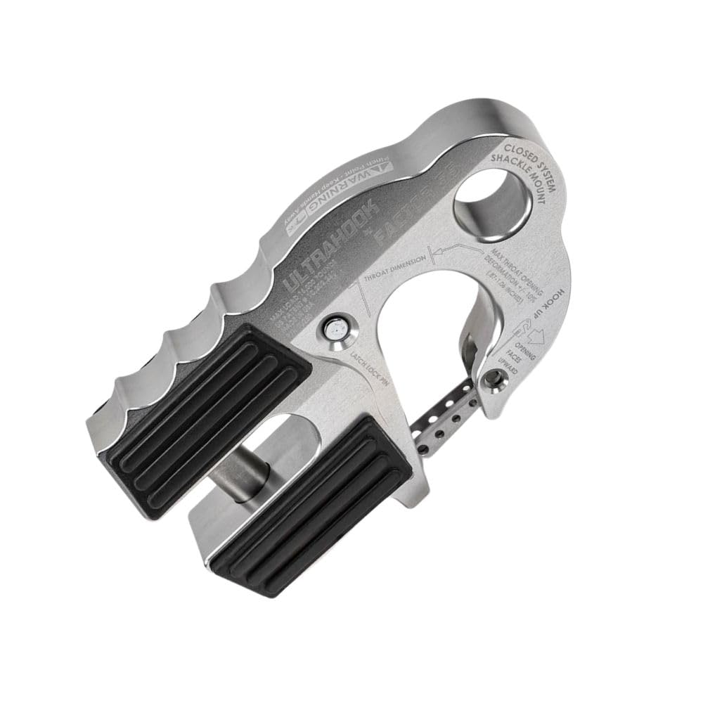 Ultrahook Winch Hook Factor 55 Closed System Shackle Max Load 16,000 lbs ULT Strength Shackle Pin Mount 48,000 lbs Offroad 4x4 Adventure – Silver