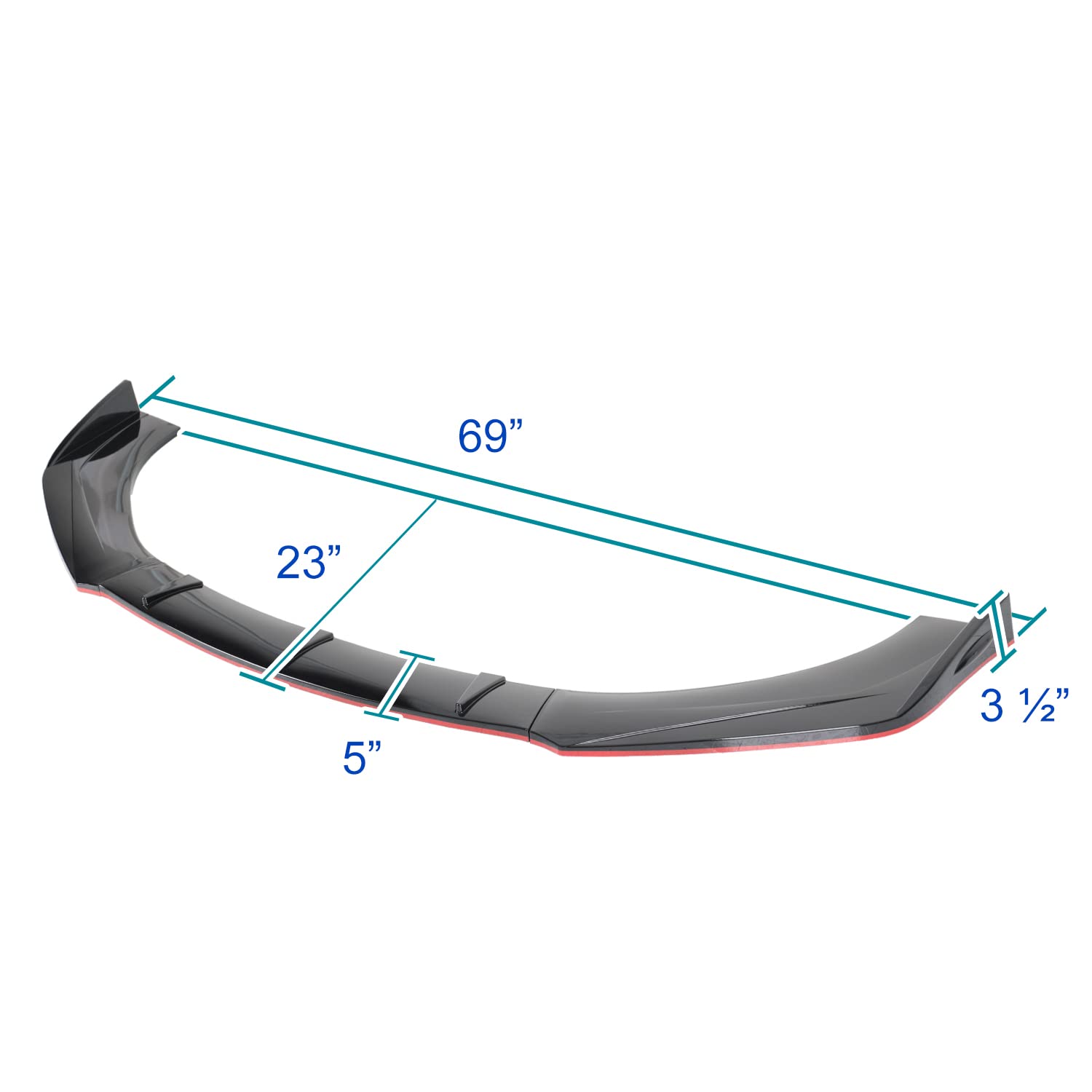 Glossy Black Red Trim Spec-D Tuning Universal Front Bumper Lip Spoiler Splitter Kits 3PC