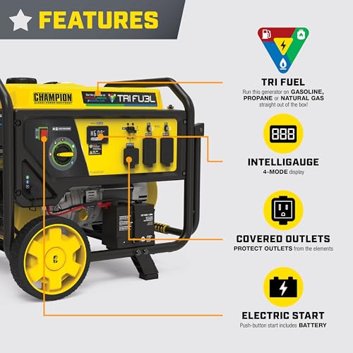 8125-Watt Champion Power Equipment Electric Start Tri-Fuel Portable Generator with CO Shield