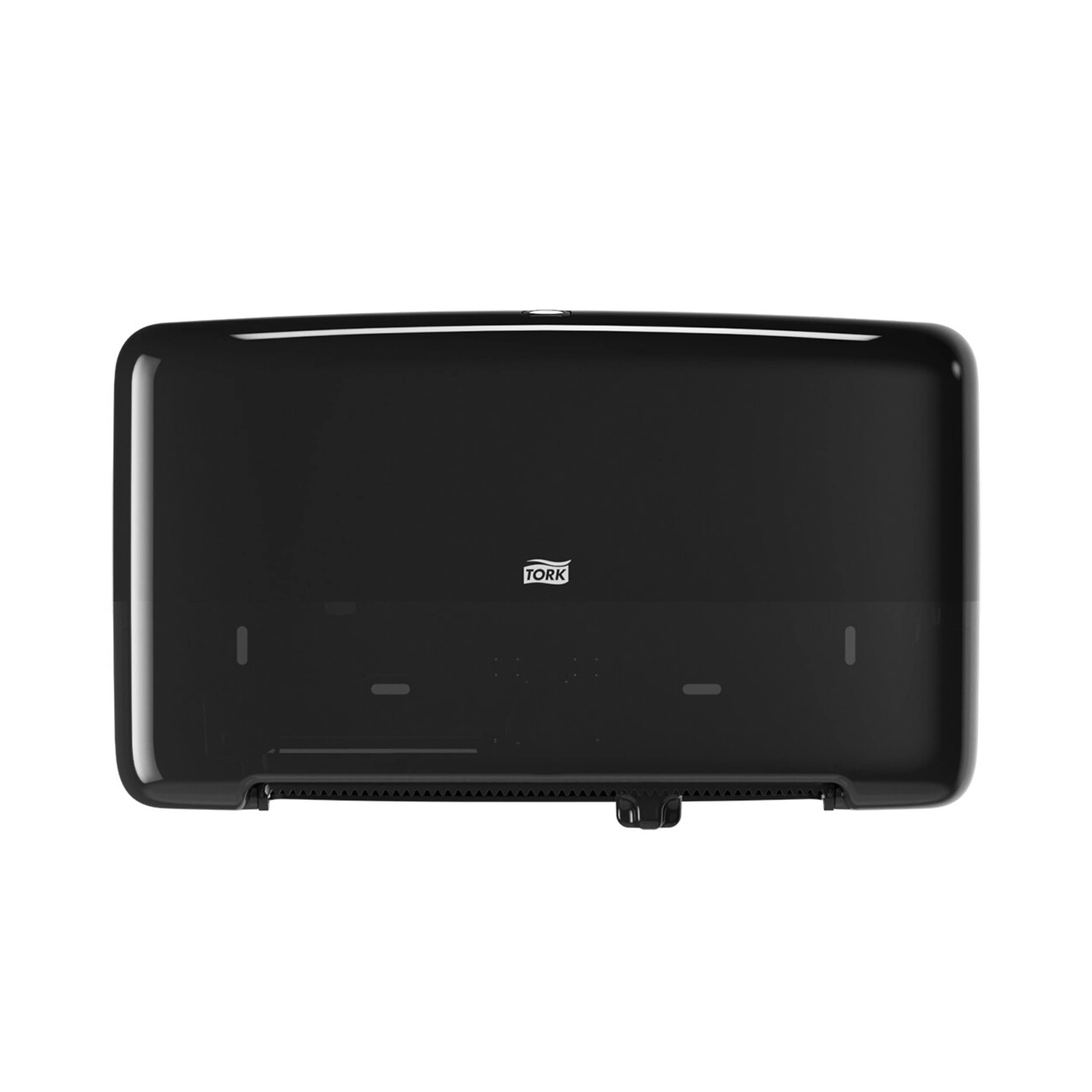 Tork Mini Jumbo Twin Toilet Paper Roll Dispenser Black T2, Protects Rolls, Elevation Range, 5555290