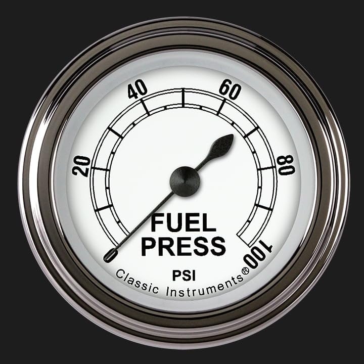 Classic Instruments Classic White CW146SLF 2-1/8" Fuel Pressure Gauge 100 PSI Electric