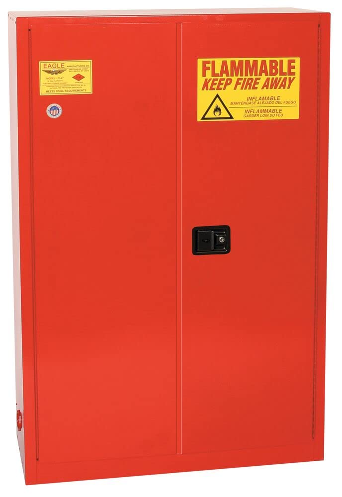 Eagle Paint & Ink Safety Cabinet 60 Gallon, 5 Shelves, 2 Door, Self-Close, Red, PI4510X