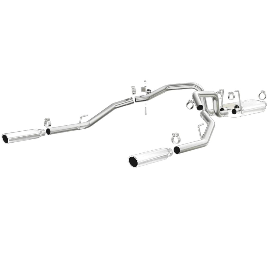 Cat-Back MagnaFlow Performance Exhaust System 15249 - Street Series, Stainless Steel 3in Main Piping, Dual Split Rear Exit, Polished Finish 3.5in Exhaust Tip - Truck Performance Exhaust Kit