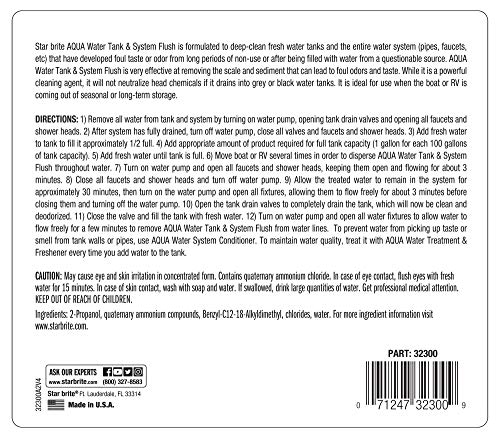Aqua STAR BRITE Water Tank & System Flush - Deep Cleans & Deodorizes Fresh Water Tanks & Entire Drinking Water System - Ideal for Boats & RVs Coming Out of Storage 1 GAL (032300)