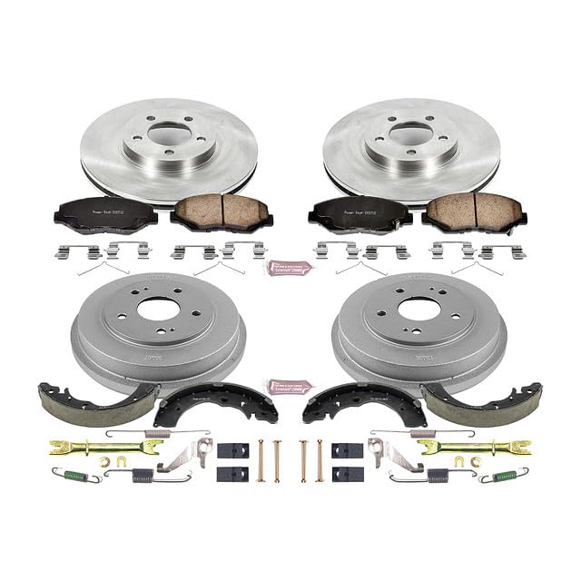 Power Stop Autospecialty KOE15107DK Front and Rear Replacement Brake Kit-OE Brake Drums & Ceramic Brake Pads For Honda Accord 2003-2007 [Model Specific]
