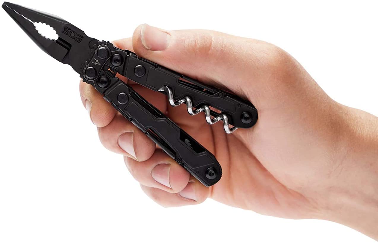 SOG Mini PowerLitre Utility Multi-Tool w/ 19 Lightweight Tools, Compact 5 Inch Long Utility Tool with Knife, Screwdriver, Hex Bit Holder, Black