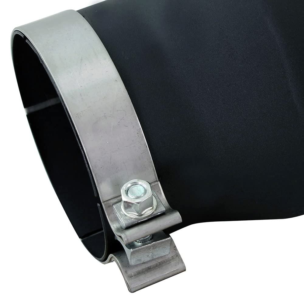 5" Inlet aFe Power 49T50702-B12 x 7" Outlet x 12" Length Black Stainless Steel Bolt-On Diesel Exhaust Tip