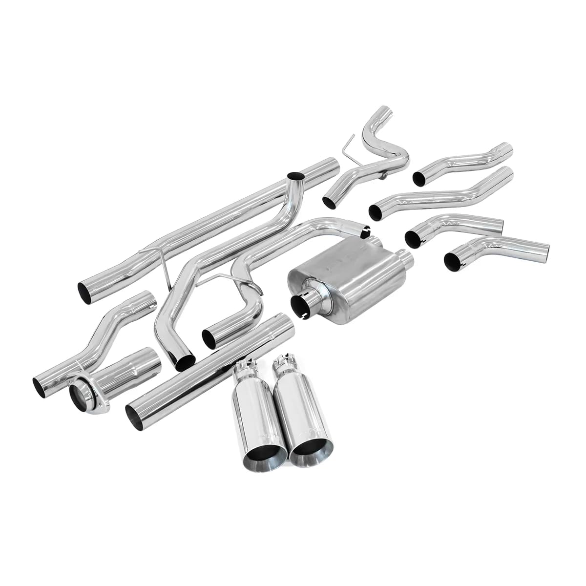 2009-2014 Ford F150 Cat-Back Exhaust Systems Black Ceramic Coated Tips Dual Exit Raw Tubes