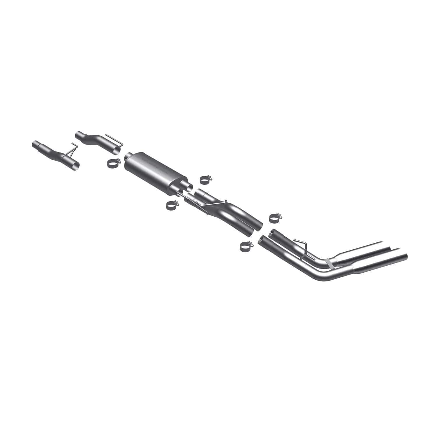 Cat-Back MagnaFlow Performance Exhaust System 16523 - Street Series, Stainless Steel 3in Main Piping, Dual Same Side Behind Passenger Rear Tire Exit, Polished 3.5in Exhaust Tip - Truck Exhaust Kit