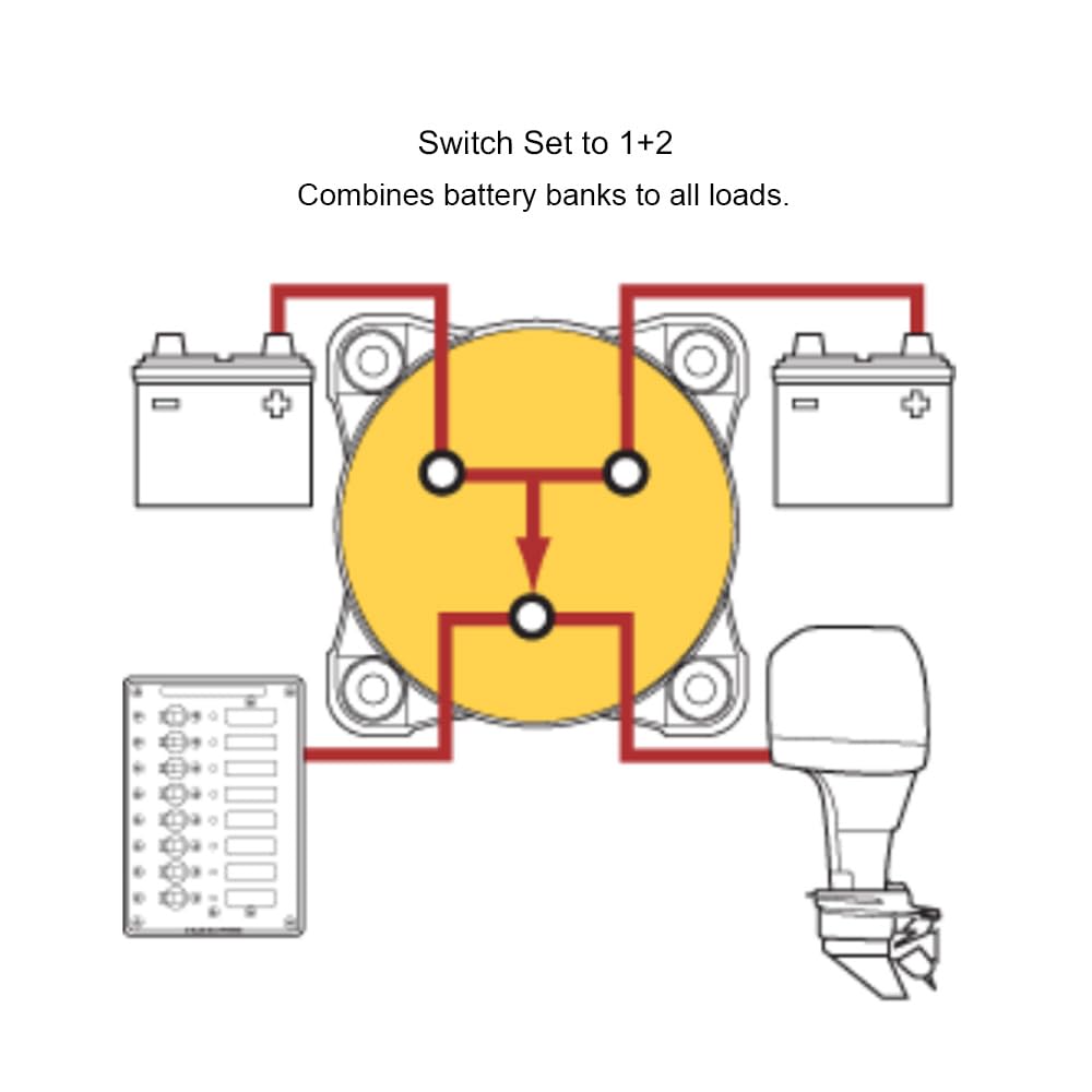 6007 Blue Sea Systems m-Series Battery Switch 4 Position Mini Selector Switch, Red