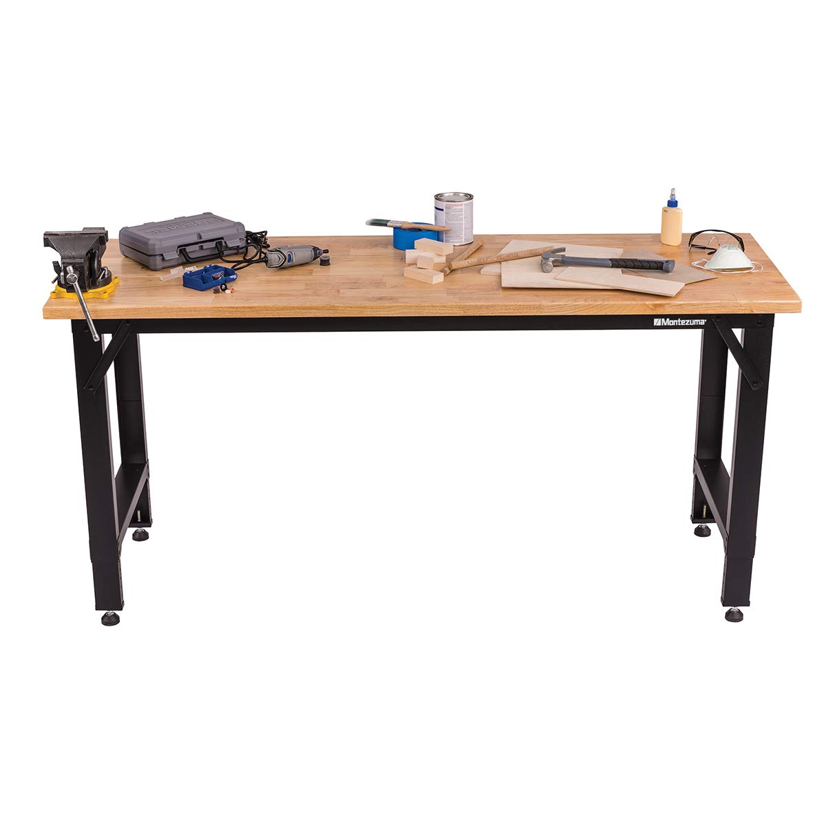 6' Montezuma Adjustable Height Steel and Solid Wood Workbench Station