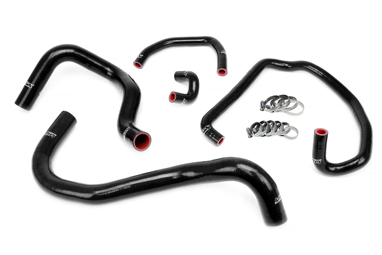 Black Silicone HPS Performance Radiator + Heater Hose Kit Coolant Compatible for 1995-2004 Toyota Tacoma 2.7L 4Cyl, 57-1921-BLK