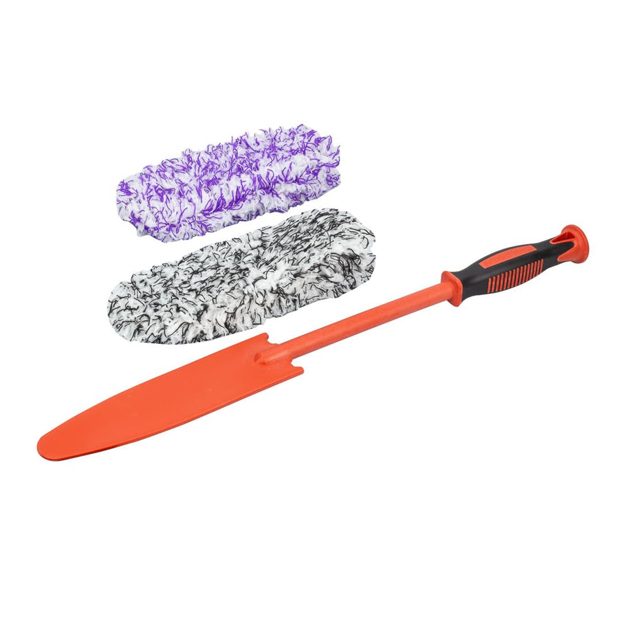 Maxshine Premium Purple & White Large Universal Flat Microfiber Brush – Detailing Tool for Tight Spaces – Removable Head with Extra Covers – Interior Cleaning Accessory