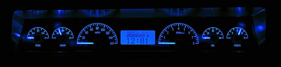 Silver Face 1966-67 Chevy Nova VHX System - Blue Display