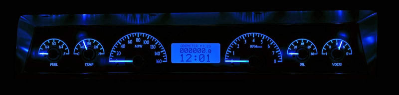Silver Face 1966-67 Chevy Nova VHX System - Blue Display