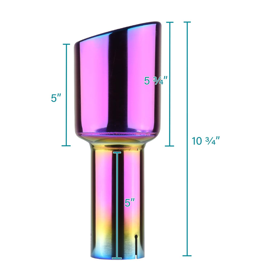4.125" Slant Titanium Dual Burnt Tip Stainless Steel Exhaust Muffler Spec-D Tuning 2.5" Inlet