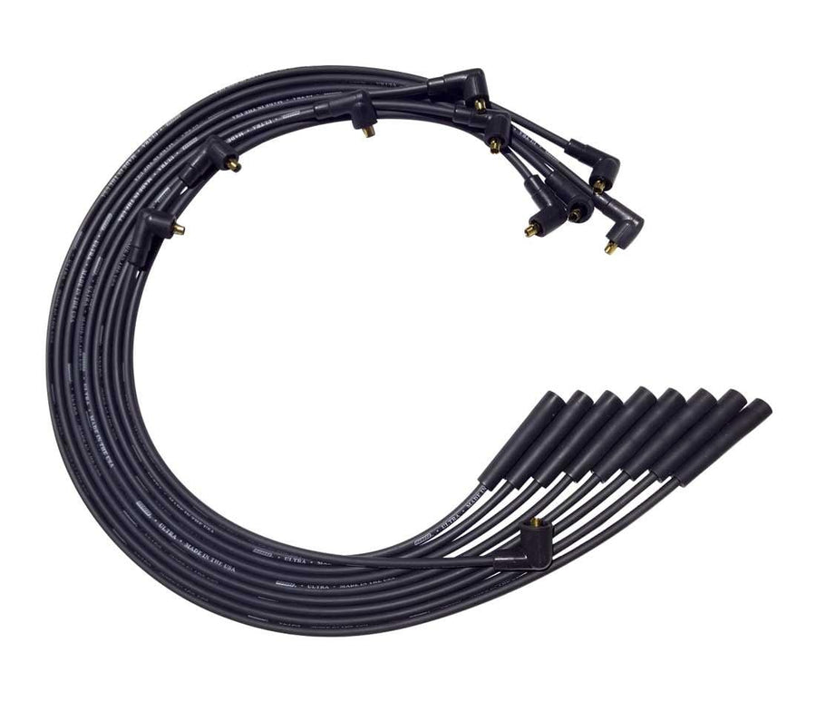 Moroso Ultra Series Black Spark Plug Wires, Mopar Chrysler 361/383/400/440, Non HEI Distributor, Straight Plug Ends