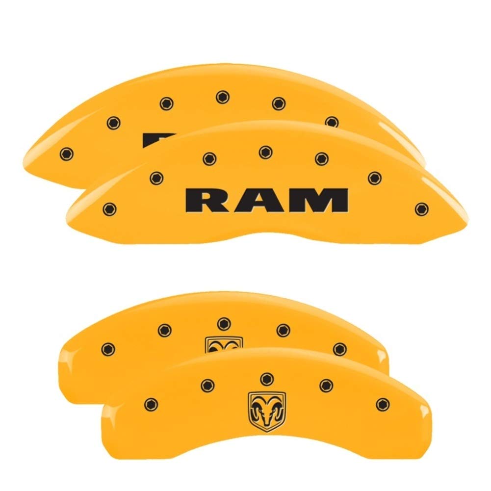 MGP 55005SRMHYL Caliper Covers RAM/RAMHEAD Yellow Powder Coat Finish, Black Characters, Set of 4
