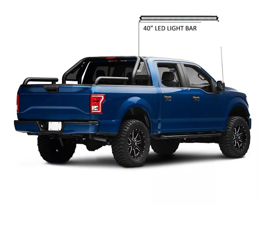 Gladiator Roll Bar Black Horse Modular Black W/40 LED Light Bar Compatible with Universal Roll Bar for 1/2 Ton Trucks (GM-Ford-Dodge- Tundra) -GLRB-01B-KIT