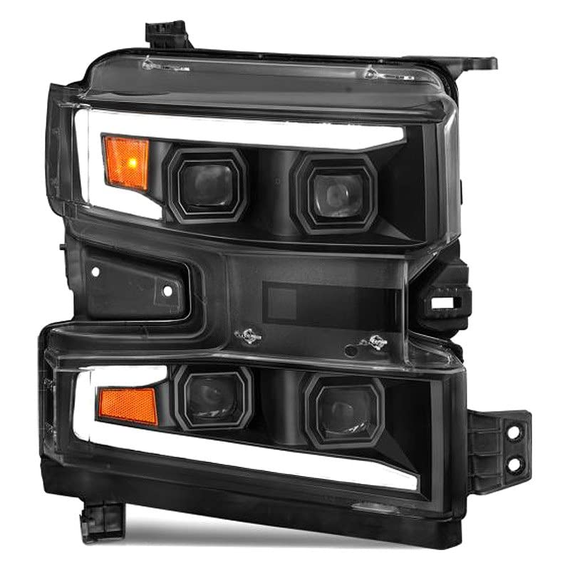 ANZO - 19-22 Chevrolet Silverado 1500 LED Proj HL w/LGT Bar SwBk Seq. Blk w/in. Light - Passenger Side (111566-R)