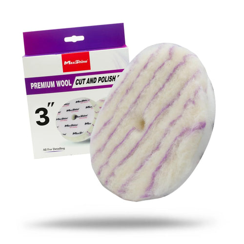 3” Maxshine Premium Wool Cut & Polish Pad | 100% Natural Wool Cutting & Polishing Pad with Hook & Loop Backing | Professional Pad for Paint Correction, Heavy Defect Removal & High-Gloss Finishing