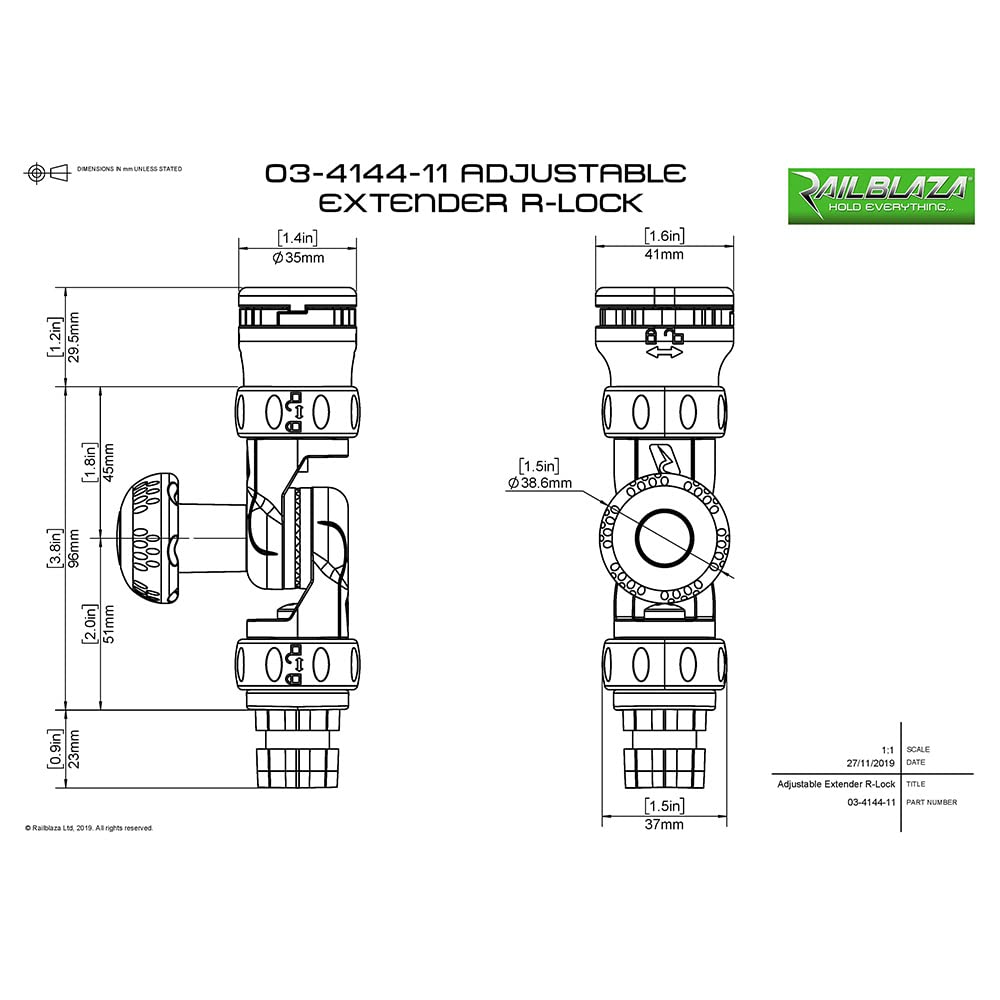 Adjustable RAILBLAZA Extender