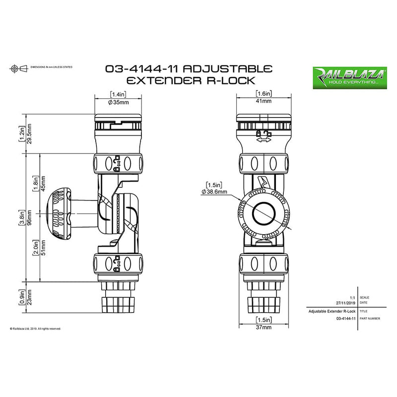Adjustable RAILBLAZA Extender