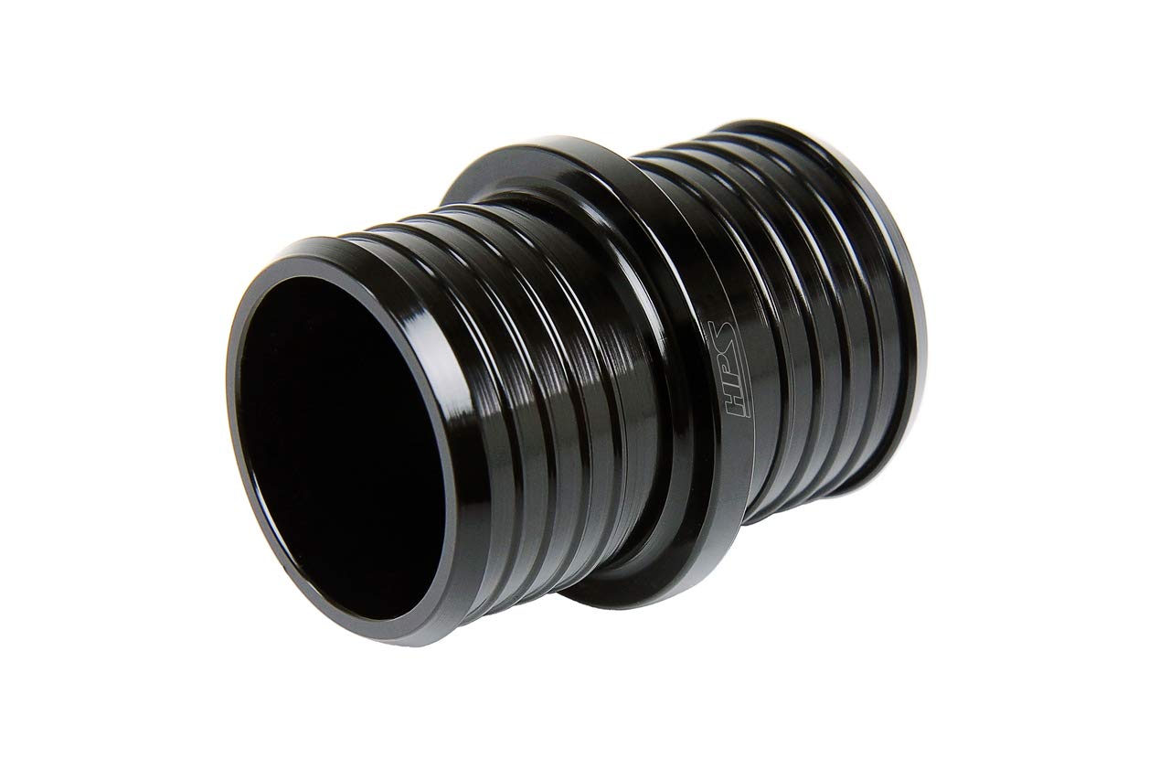 HPS Performance 1-3/8" Billet AHU-138-BLK 6061 Aluminum Joiner Hose Union Connector, 2" Length, Black, 35mm OD