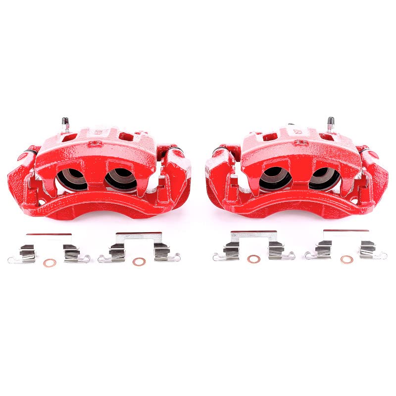 Power Stop S4752 Rear Pair of High-Temp Red Powder Coated Calipers For Ford Excursion 2000-2005, Ford F-250 Super Duty 2000-2004, Ford F-350 Super Duty 2000-2004 [Model Specific]