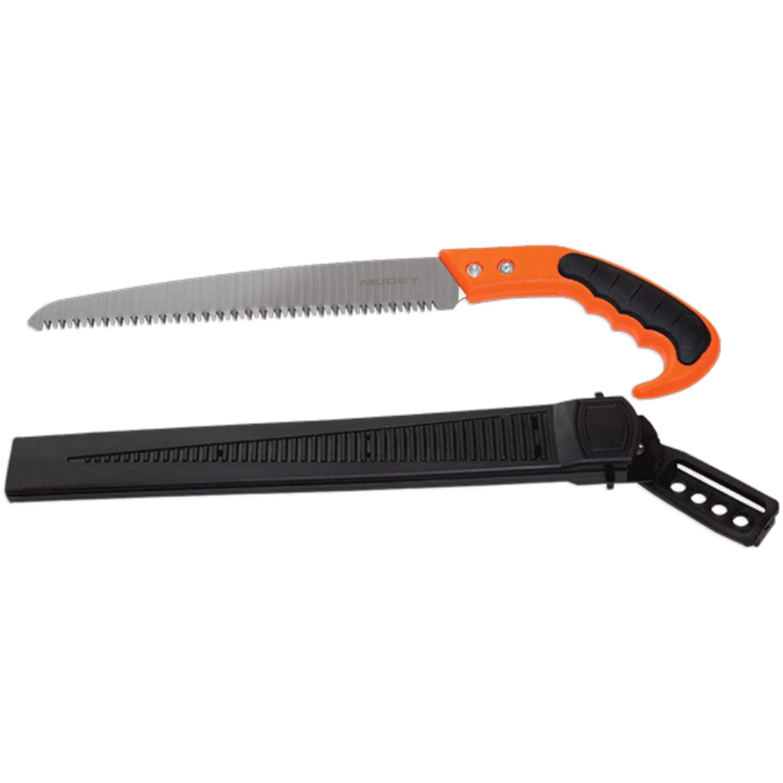 Handsaw MUDDY with Scabbard | 10.5-inch Serrated Blade Compact Durable Lightweight Ergonomic Versatile Outdoor Hunting Tree Saw | Plastic Scabbard with Belt Loop Included