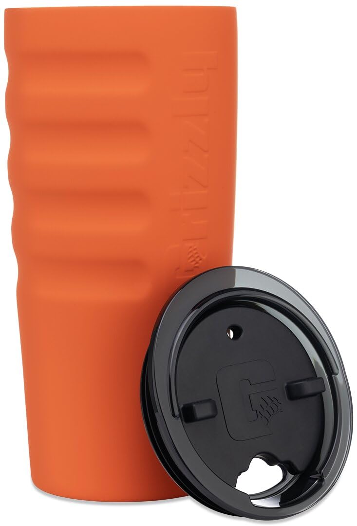 20 oz Grizzly Grip Cup with Mag Lid | Vacuum Insulated | For Coffee Car Travel Beach Camping Hiking Hunting Fishing | Blaze Orange