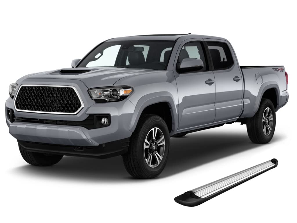 Transporter Running Boards Silver Black Horse Compatible with 2005-2023 Toyota Tacoma-TR-T585S