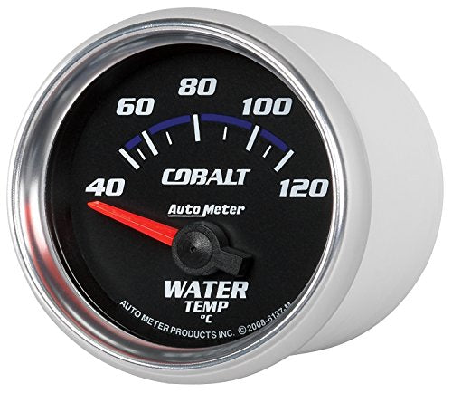 Auto Meter Cobalt 6137-M 2-1/16" 40-120 Degree C Short Sweep Electric Water Temperature Gauge