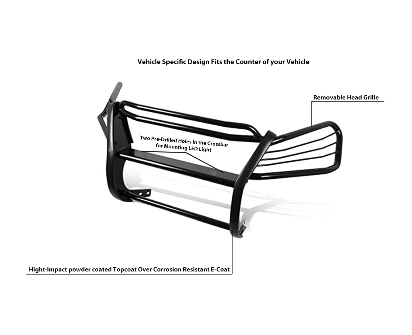 Bumper Guard Black Horse Grille brush Modular Black Compatible with 1997-2001 Honda CR-V-PG24001MA