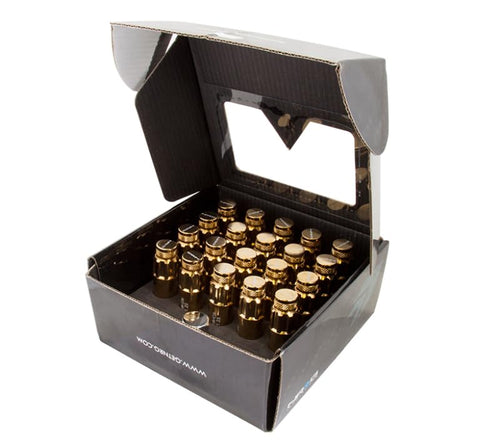 700 Series NRG M12 X 1.25 Steel Lug Nut w/Dust Cap Cover Set 21 Pc w/Locks & Socket - Chrome Gold