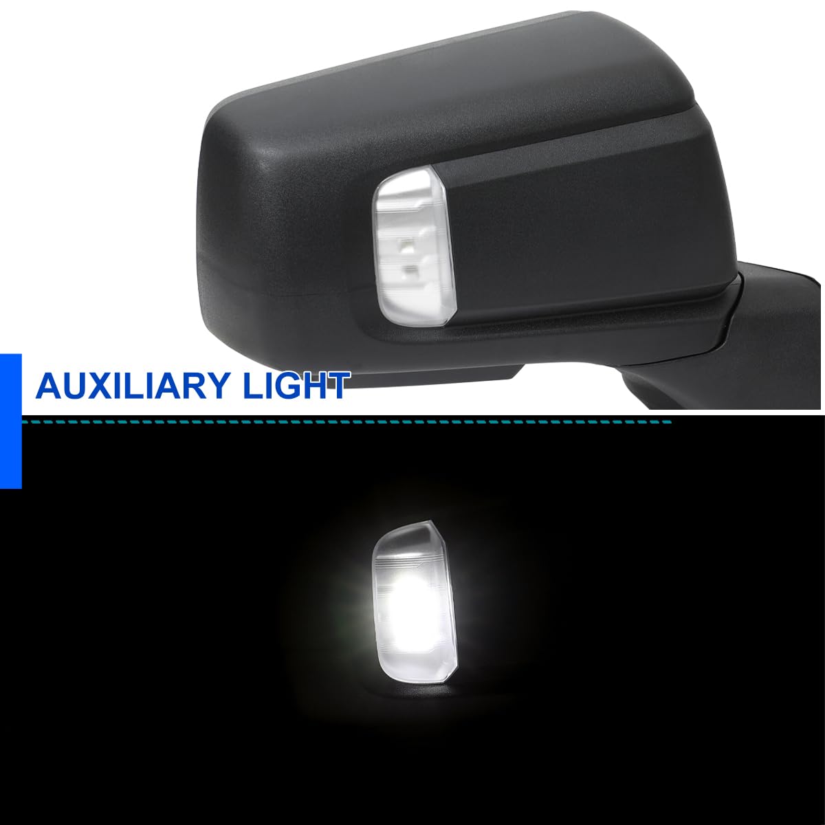 Spec-D Tuning Black Right Passenger Side Power Heated Manual Adjust Side Mirror w/Blind Spot + Temp Sensor Compatible with 2019-2025 Chevy Silverado 1500