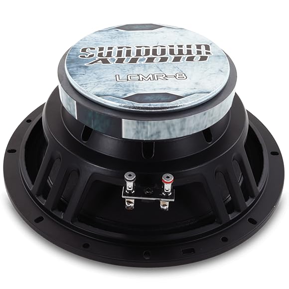 LCMR-8 Sundown Audio Midrange Speaker - 100W RMS, 4-Ohm - 8" Car Audio Midbass Driver with Phase Plug, Ferrite Magnet - High-Efficiency Single Unit (Each)