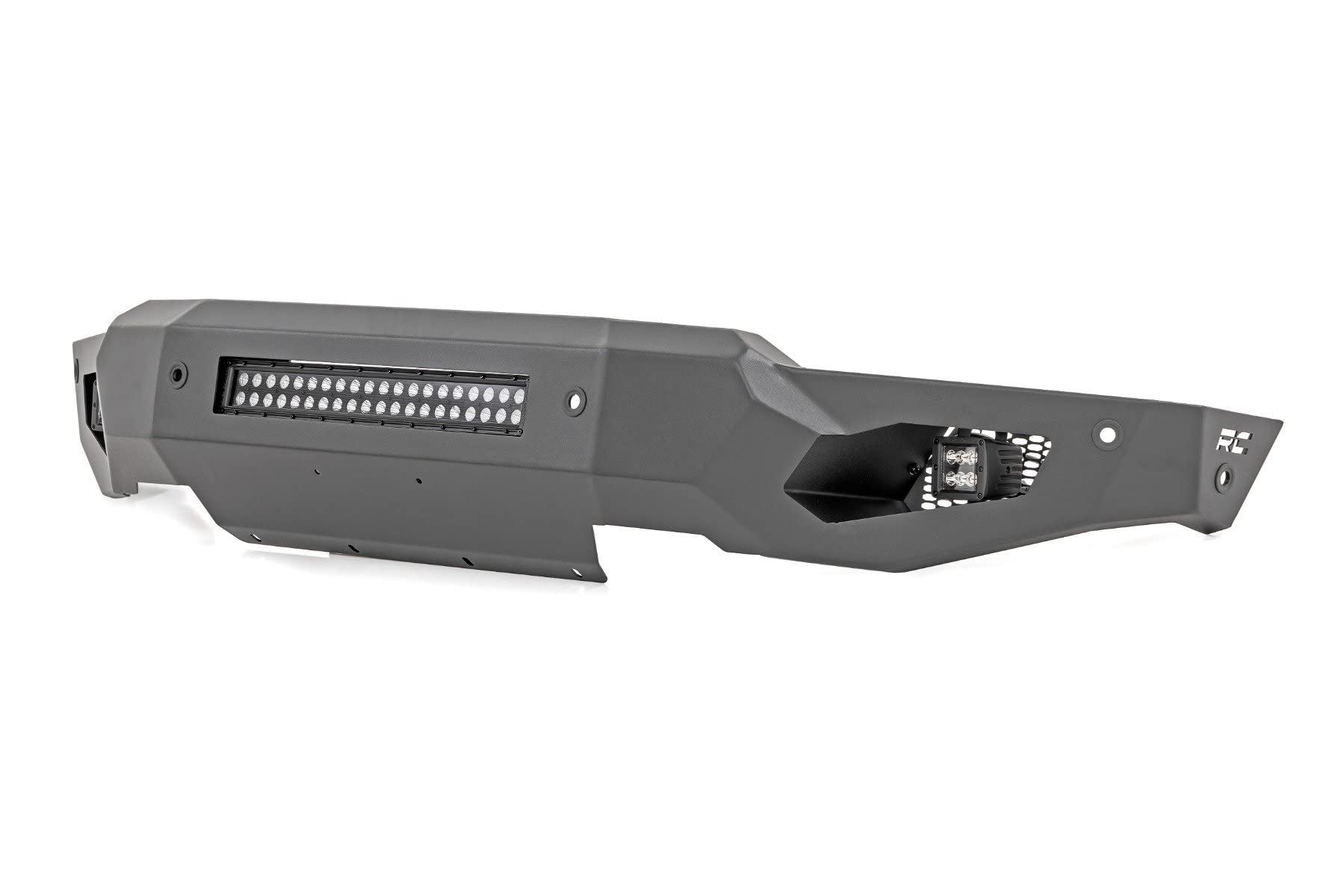 Rough Country Front High Clearance LED Bumper for Ford F-150 (2021–2023) - Steel Off-Road Protection w/Skid Plate, 20" Light Bar & 2" LED Cubes