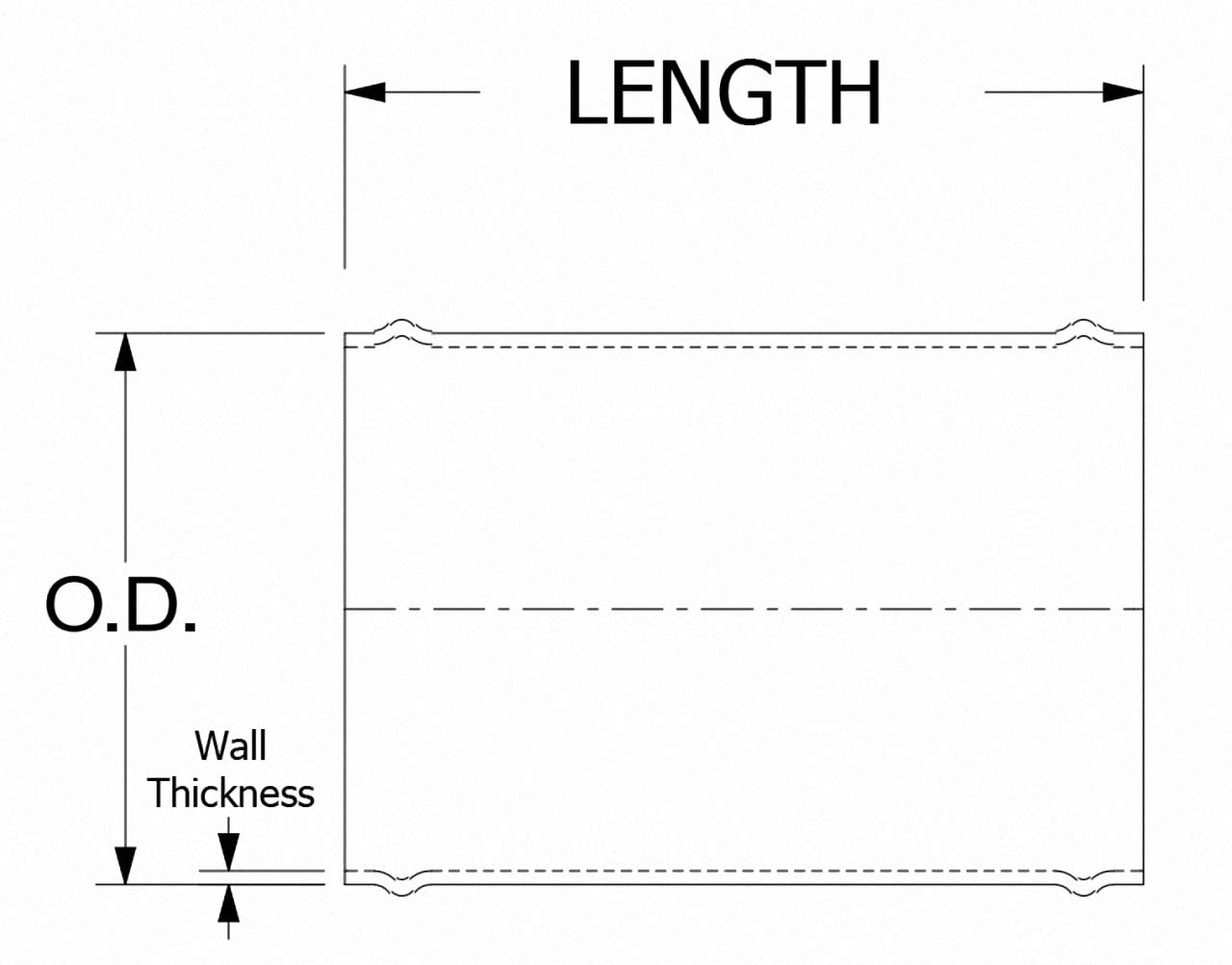 AJ300-150 HPS 6061 T6 Aluminum Joiner Tubing with Bead Roll, 16 Gauge, 3" Length, 1.5" OD, 0.065" Wall Thickness