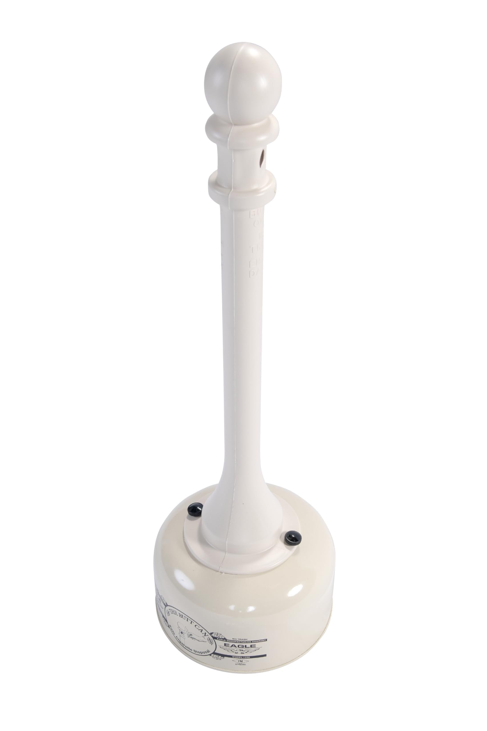 Eagle Galvanized Steel 1202BEI Poly Tube Cigarette Butt Receptacle, 2 gallon Capacity, 35" Height, 11" Diameter, Beige