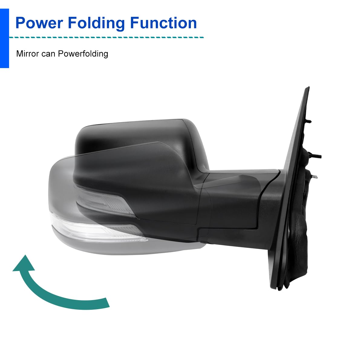 Spec-D Tuning Power Fold Black Heated + LED Signal + Blind Spot Monitor Right Passenger Side Mirror Compatible with 2019-2024 Ram 1500, Left + Right Pair