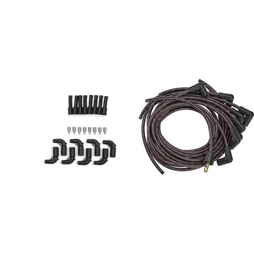 Lokar Performance Products PW-1014 Kit Plug Wire Ls Coil To Plug, 180D Plug, 90D Coil, Cut To Fit Black With Red Tracers