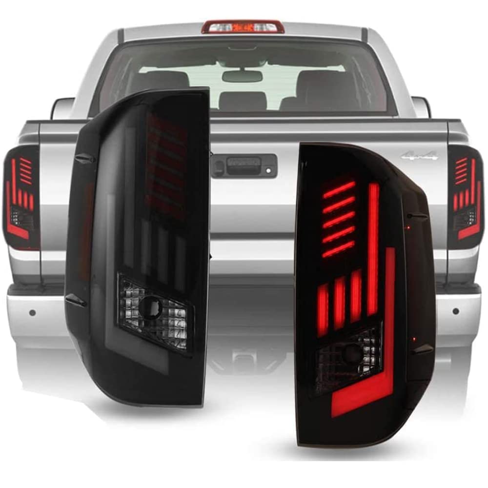 Winjet Tail Lights LED Assembly for 2014-2021 Toyota Tundra with Led Sequential Turn Signals DRL Brake Lights Rear Lamps Pair Replacement for Tundra Pickup Passenger and Driver Side (Smoke)