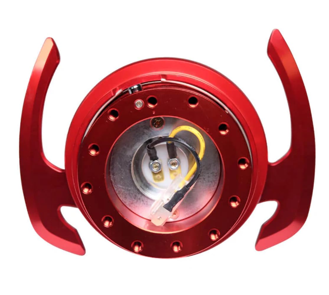 NRG Innovations GEN 4.0 NRG-SRK-700RD Steering Wheel Quick Release Kit Adapter, 6x70 and 6x74mm Bolt Patterns Red Body/Red Ring With Handles