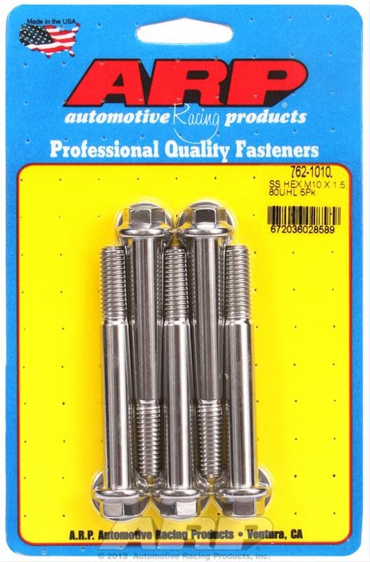 ARP Hex M10 x 1.5 x 80 SS Bolts (5/pkg)